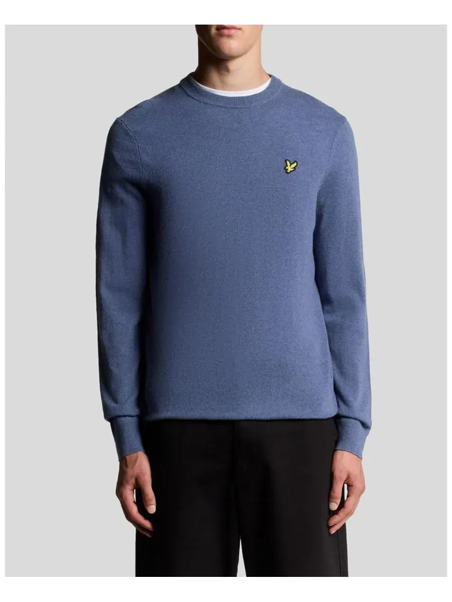 Мужской свитер с круглым вырезом из смеси овечьей шерсти Lyle & Scott — изображение 7 из 8, серый