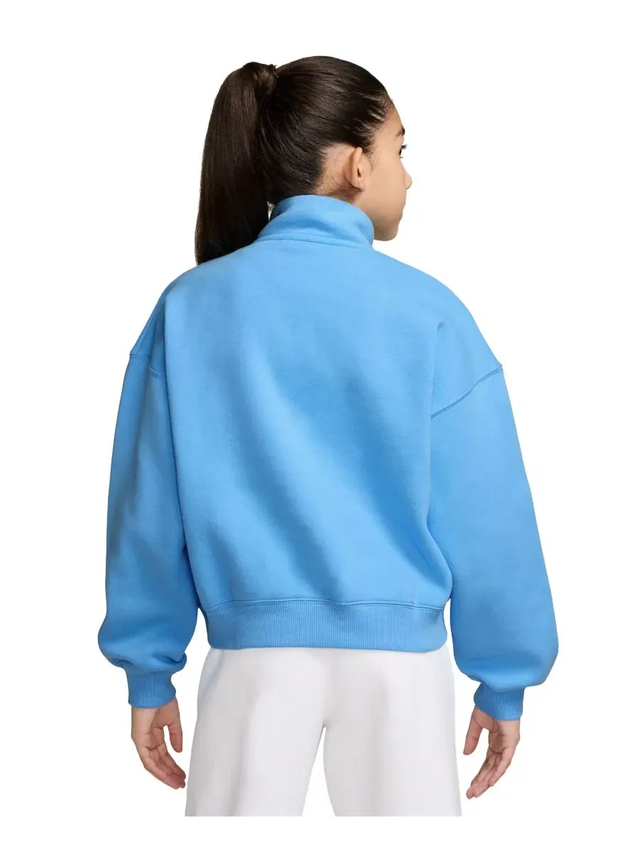 Свитшот женский оверсайз с четверть-молнией Nike Sportswear Studio Fleece — изображение 3 из 3, синий/белый