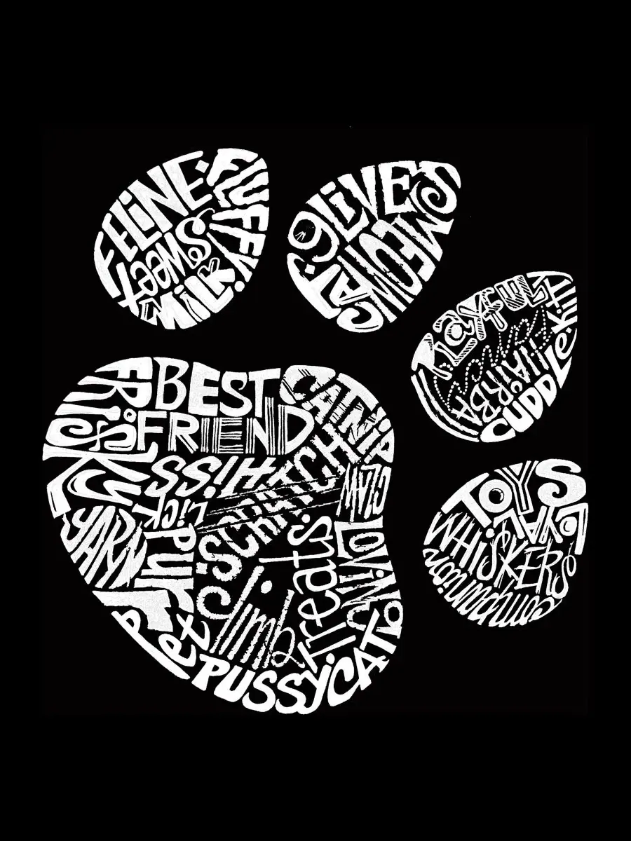 Мужская майка с принтом Paw Print LA Pop Art — изображение 4 из 4, черный
