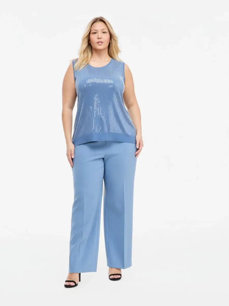 Топ без рукавов с пайетками Anne Klein — изображение 2 из 4, синий