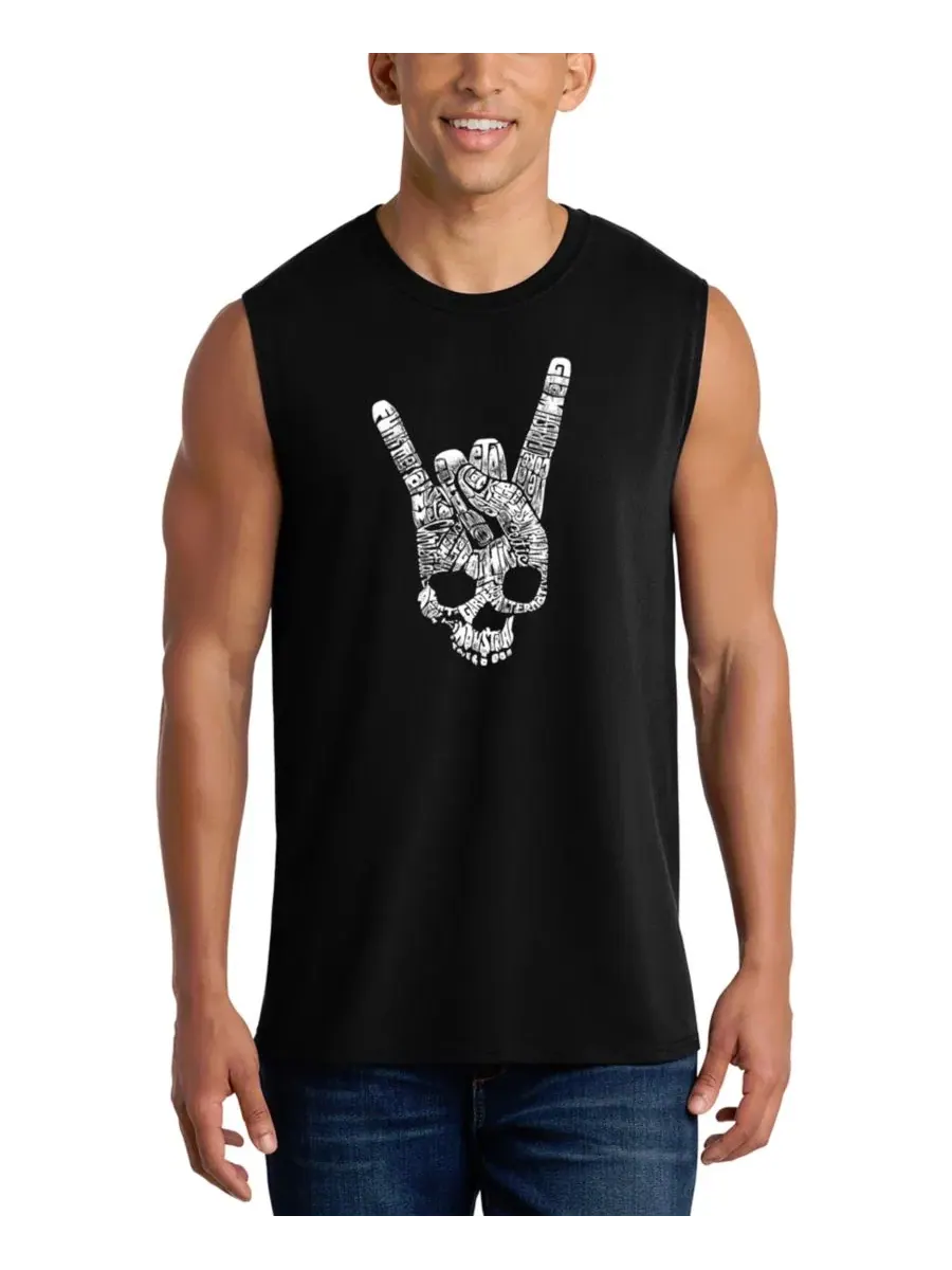 Майка с принтом Skull Rock Hand Horns Word Art LA Pop Art — изображение 1 из 4, черный
