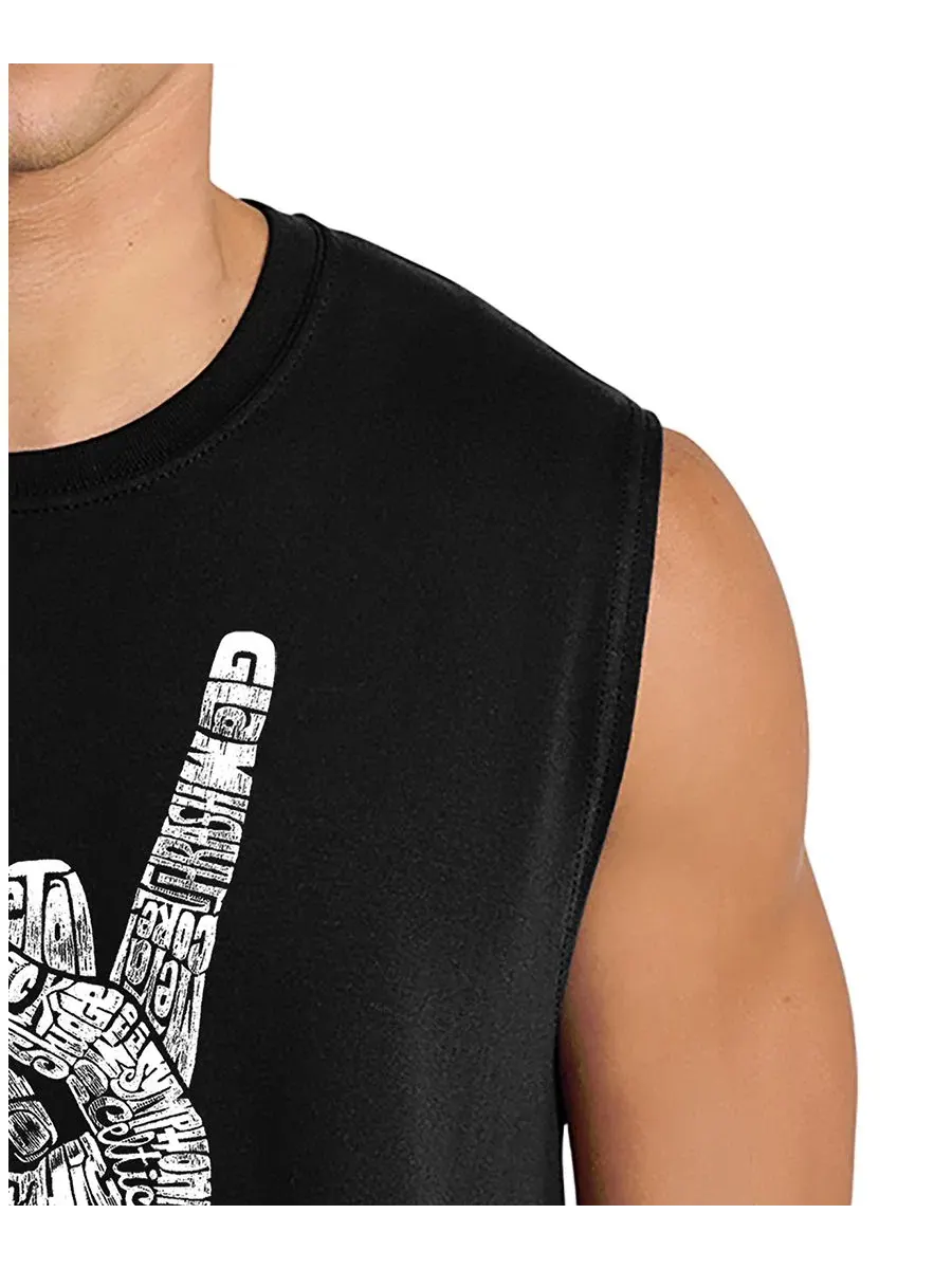 Майка с принтом Skull Rock Hand Horns Word Art LA Pop Art — изображение 2 из 4, черный