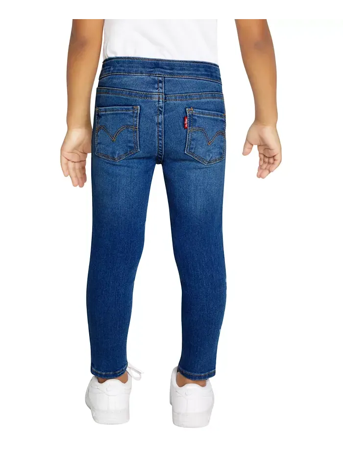 Джинсовые леггинсы для девочек с регулируемой талией Levi's — изображение 2 из 6, синий