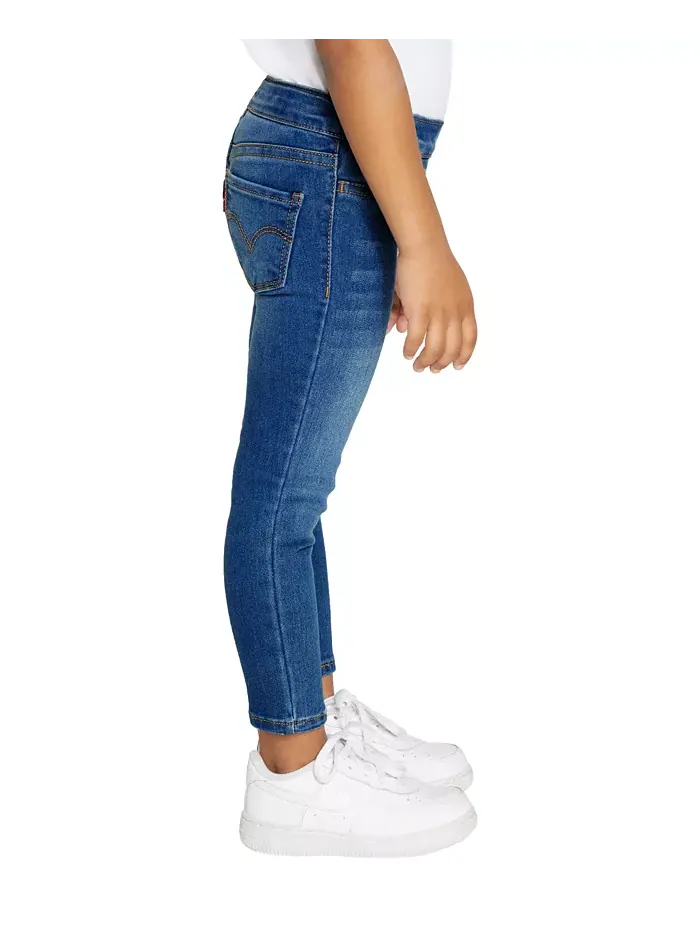 Джинсовые леггинсы для девочек с регулируемой талией Levi's — изображение 3 из 6, синий