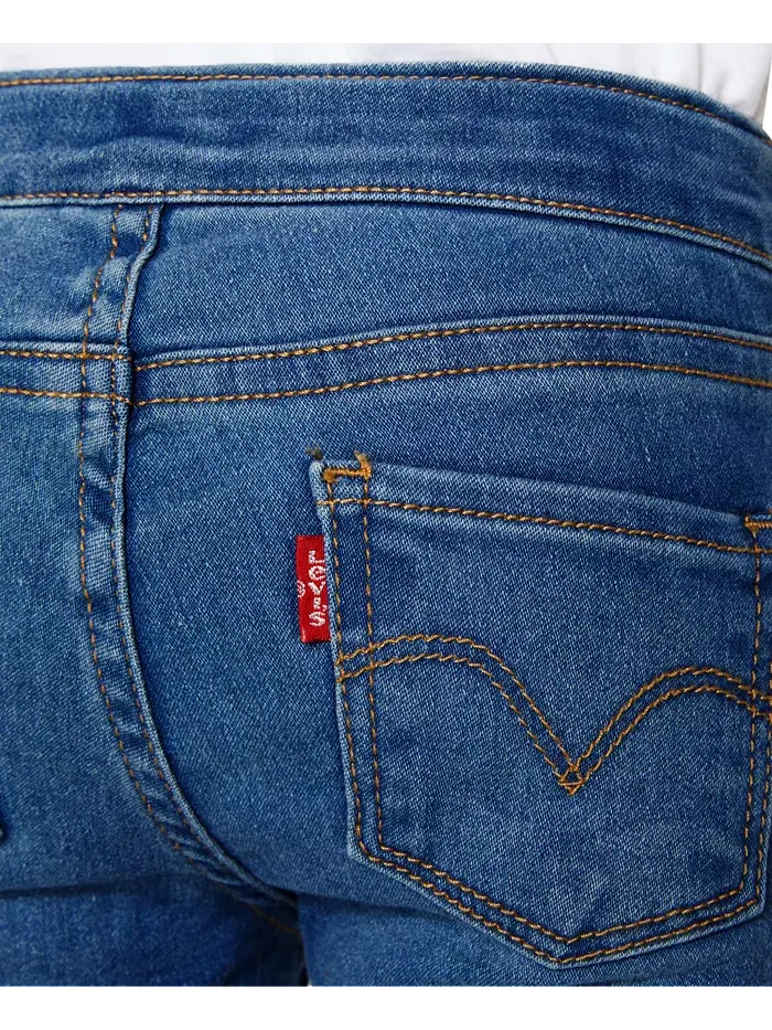 Джинсовые леггинсы для девочек с регулируемой талией Levi's — изображение 4 из 6, синий