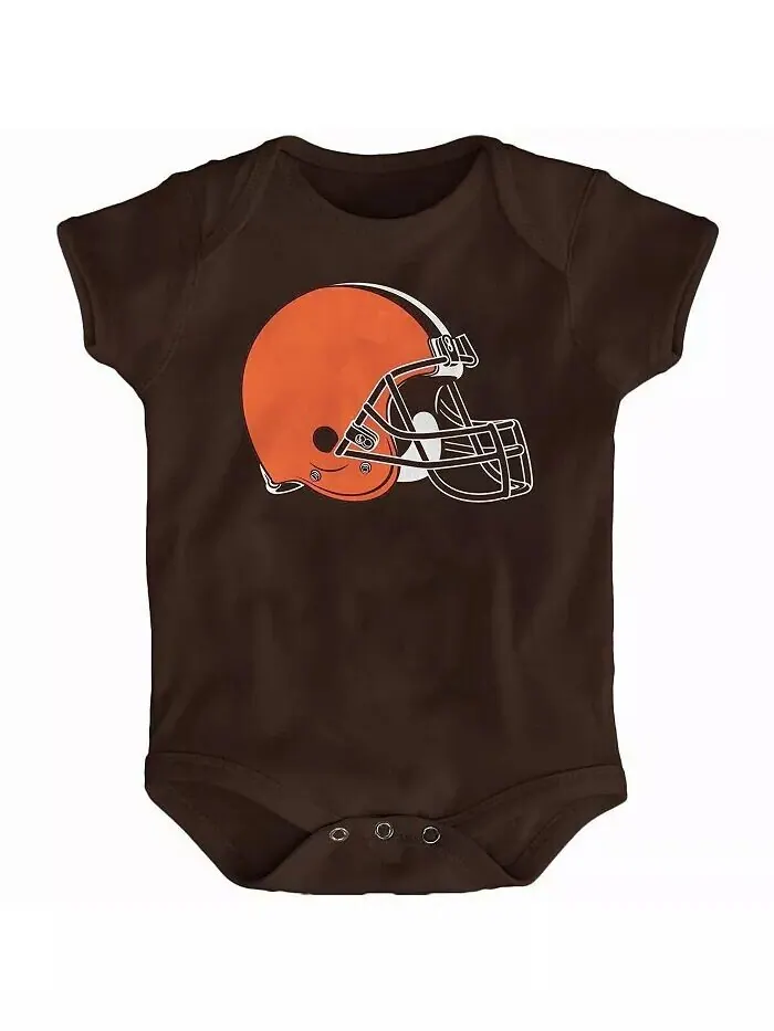 Коричневый комбинезон с логотипом команды Cleveland Browns для новорожденных мальчиков и девочек — изображение 1 из 2
