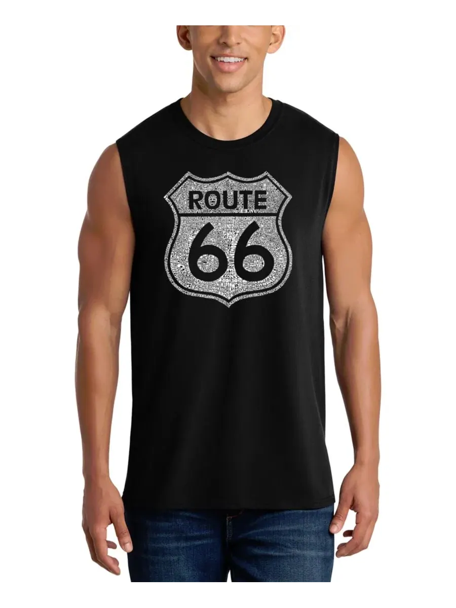 Мужская майка с принтом Route 66 Vintage Highway Shield LA Pop Art — изображение 1 из 4, черный