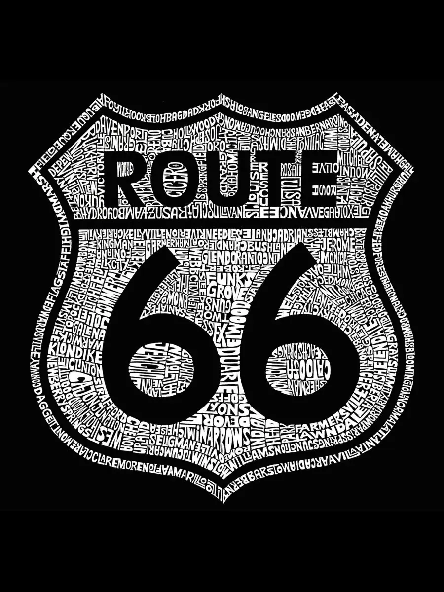 Мужская майка с принтом Route 66 Vintage Highway Shield LA Pop Art — изображение 4 из 4, черный