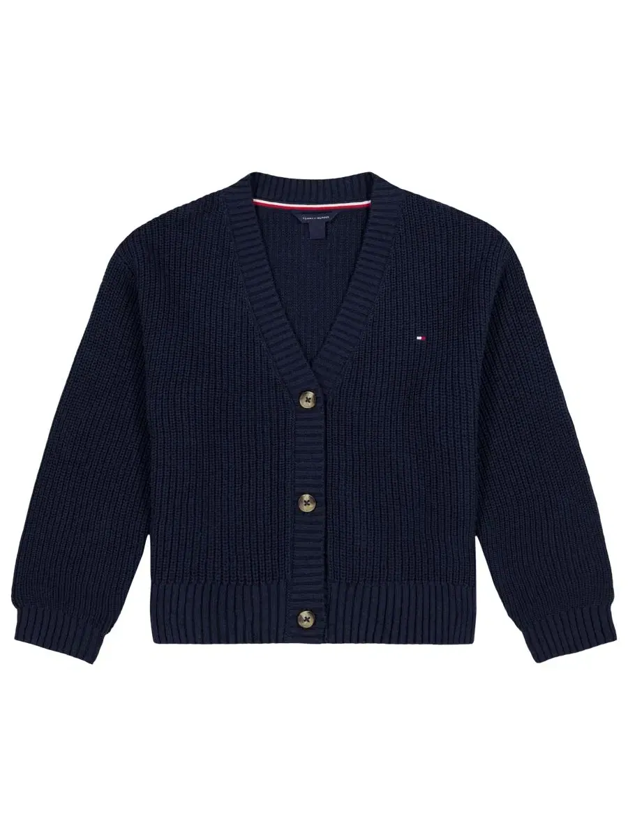 Кардиган-свитер с V-образным вырезом и длинным рукавом Tommy Hilfiger — изображение 1 из 4, темно-синий