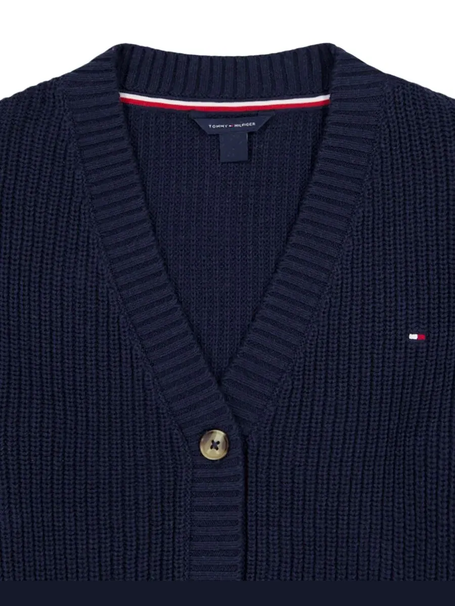 Кардиган-свитер с V-образным вырезом и длинным рукавом Tommy Hilfiger — изображение 3 из 4, темно-синий