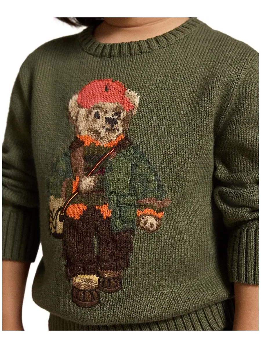 Свитер с интарсией Polo Bear Polo Ralph Lauren — изображение 4 из 6, оливковый
