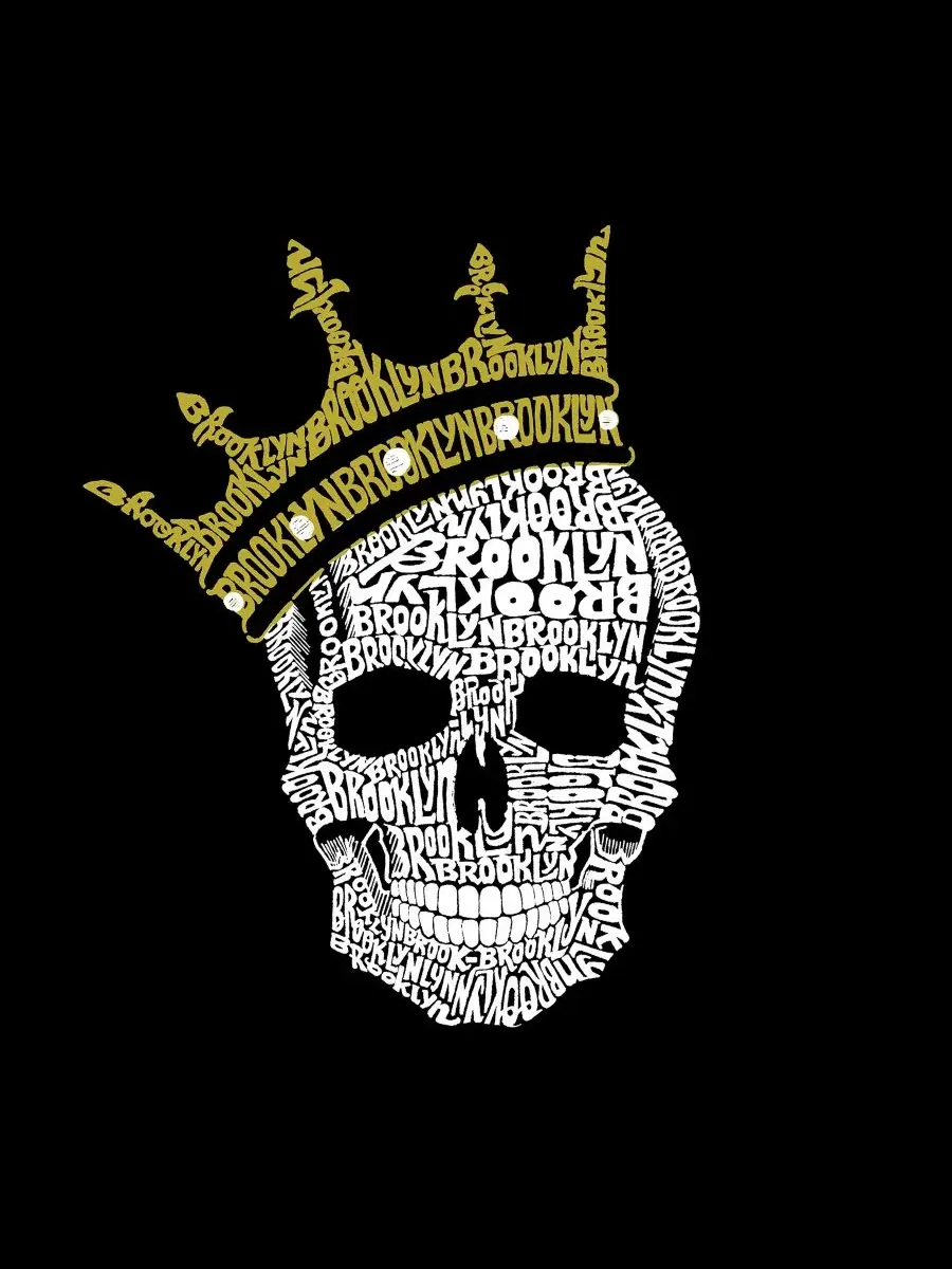 Мужская майка без рукавов с принтом Crowned Skull Word Art LA Pop Art — изображение 4 из 4, черный
