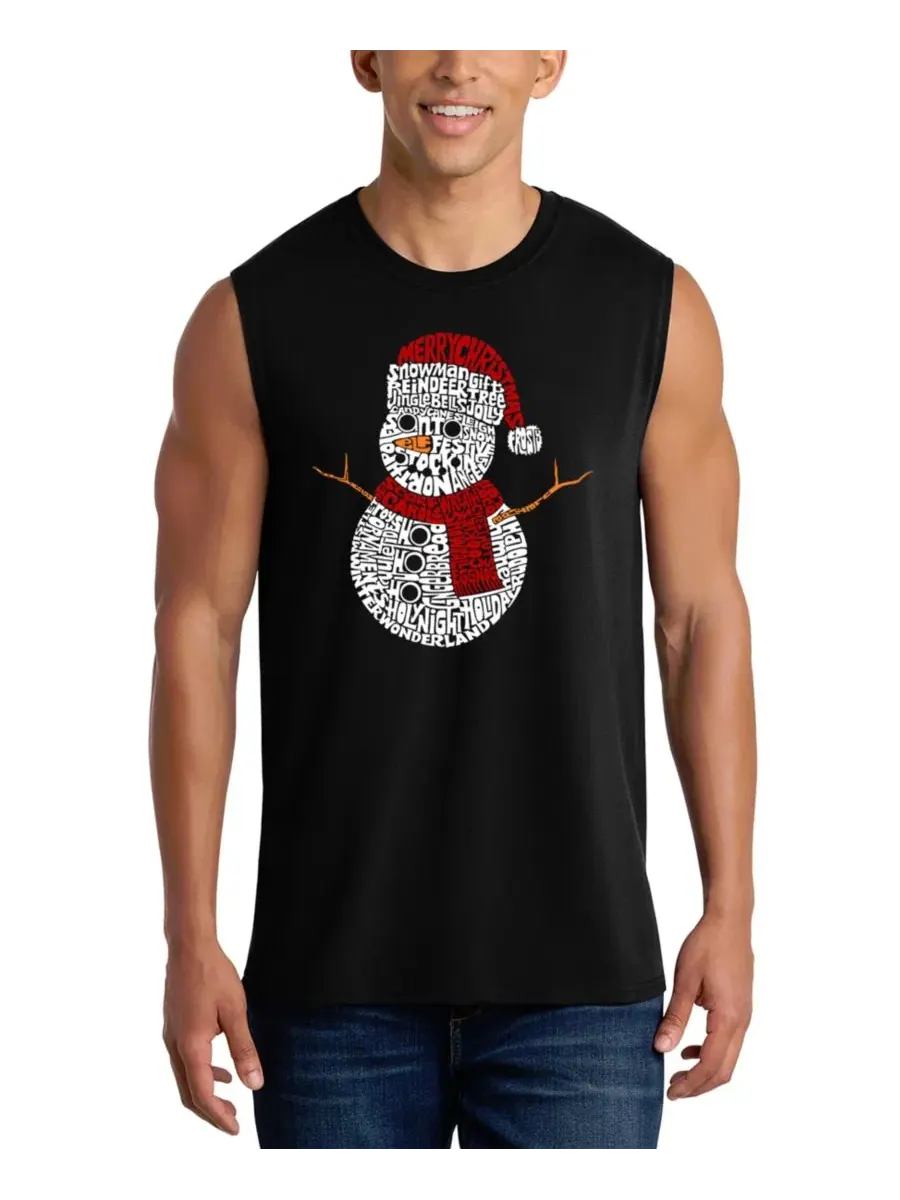 Майка с принтом Snowman Christmas Word Art LA Pop Art — изображение 1 из 4, черный