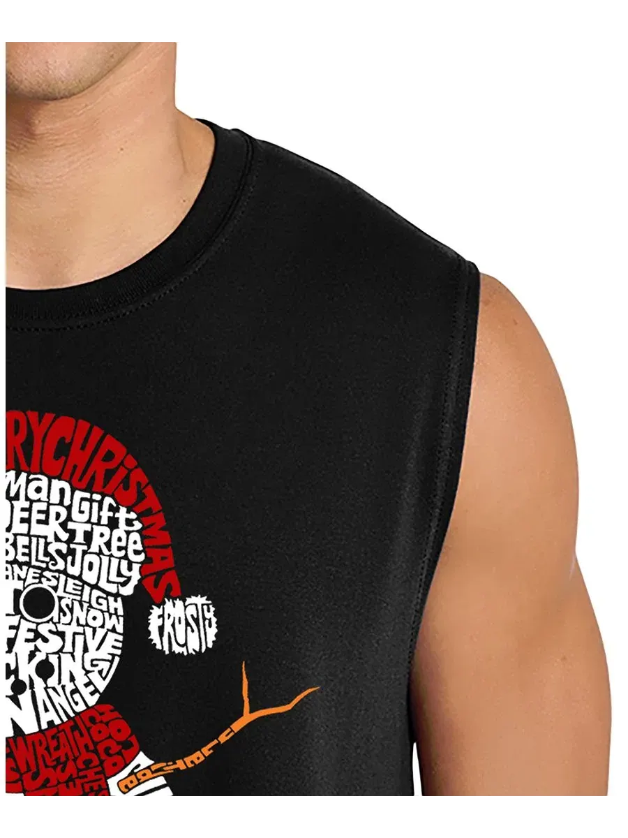 Майка с принтом Snowman Christmas Word Art LA Pop Art — изображение 2 из 4, черный