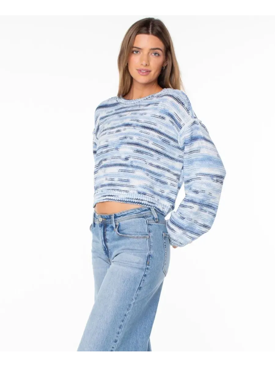 Свитер укороченный женский с полосатым принтом Swell Season Striped Roxy — изображение 1 из 4, синий