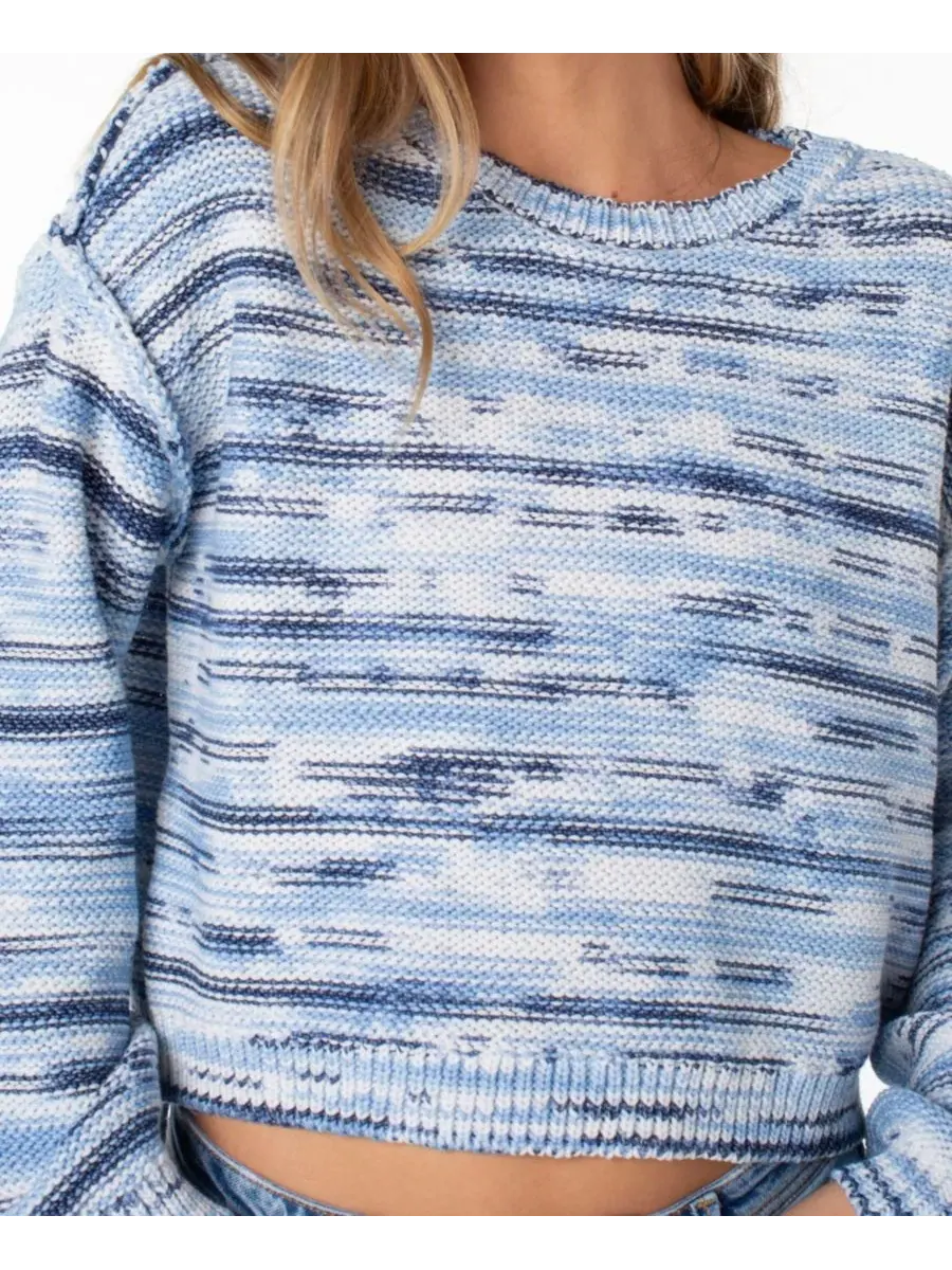 Свитер укороченный женский с полосатым принтом Swell Season Striped Roxy — изображение 3 из 4, синий