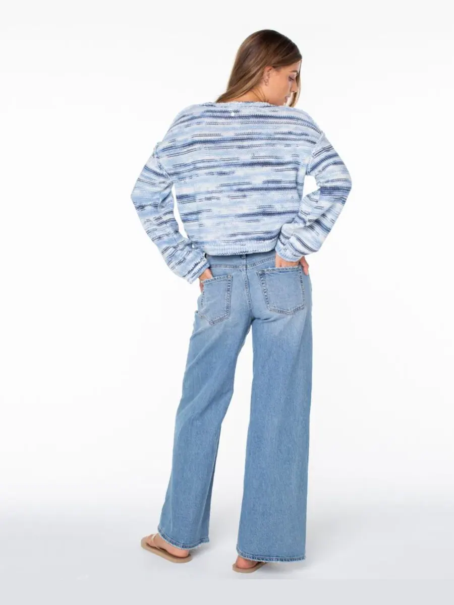 Свитер укороченный женский с полосатым принтом Swell Season Striped Roxy — изображение 4 из 4, синий