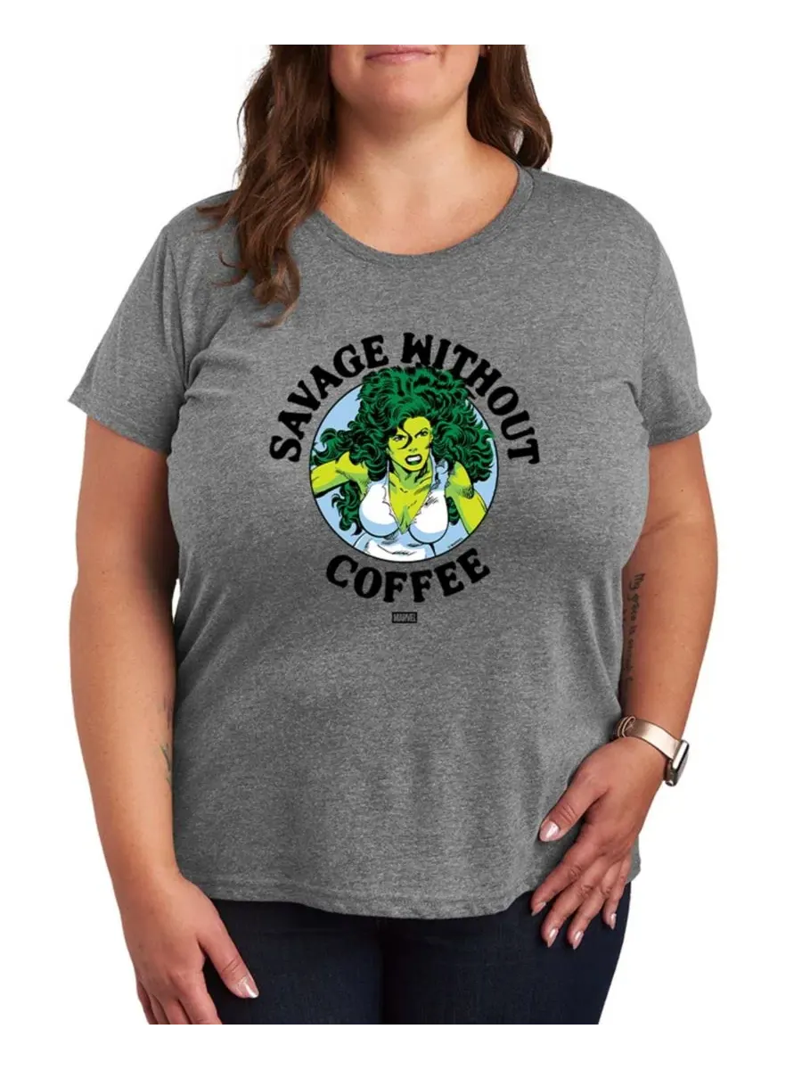 Футболка с длинным рукавом She-Hulk Savage без кофе Hybrid Apparel — изображение 1 из 3, серый
