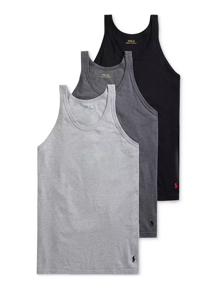 Мужские классические майки-борцовки Slim Fit, 3 шт Polo Ralph Lauren — изображение 1 из 11, черный