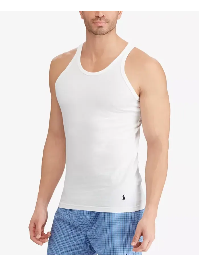 Мужские классические майки-борцовки Slim Fit, 3 шт Polo Ralph Lauren — изображение 3 из 6, белый