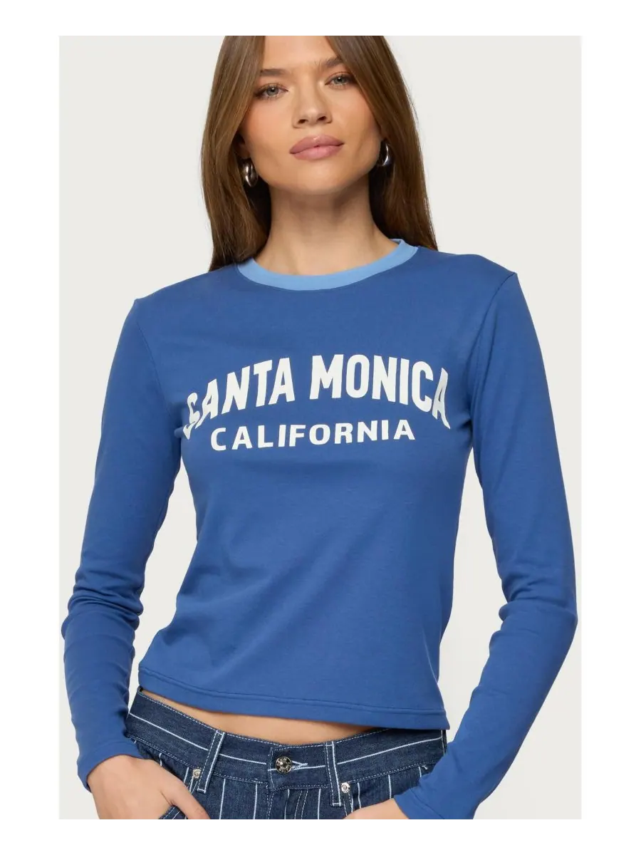 Женская футболка с длинным рукавом Santa Monica Edikted — изображение 1 из 5, синий