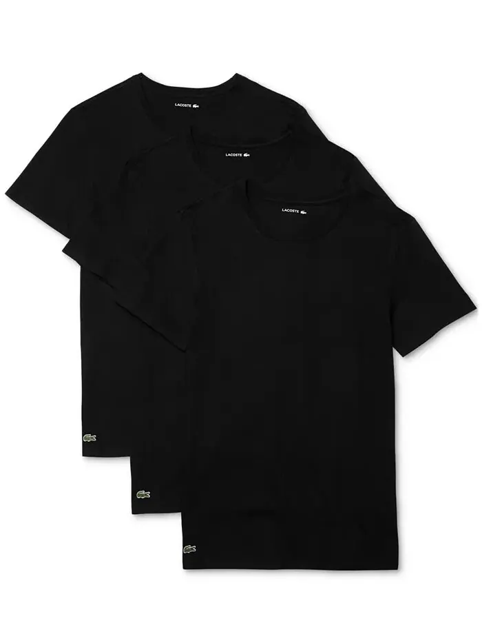 Майки Lacoste, мужские, облегающие комплект из 3 штук — изображение 1 из 3, черный