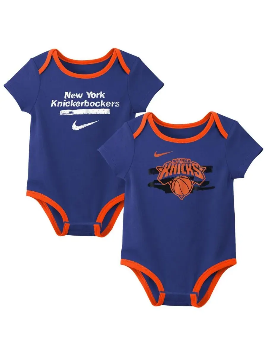 Комплект из двух синих боди для мальчиков и девочек с символикой New York Knicks Courtside Premier — изображение 1 из 4