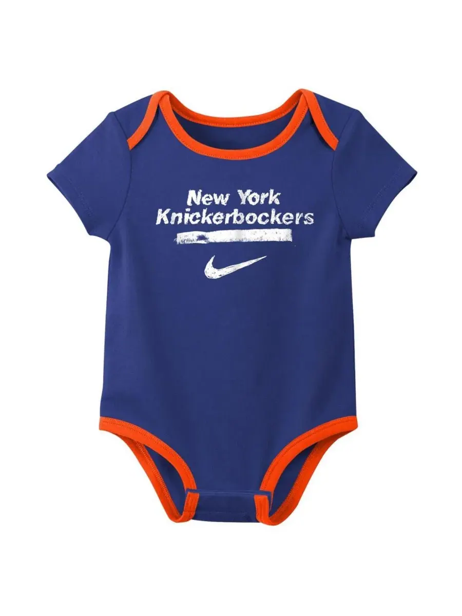 Комплект из двух синих боди для мальчиков и девочек с символикой New York Knicks Courtside Premier — изображение 2 из 4