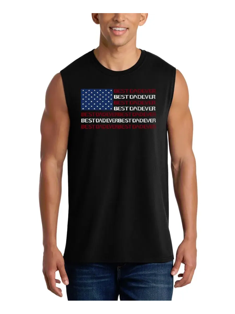 Мужская майка с принтом Best Dad Ever American Flag LA Pop Art — изображение 1 из 4, черный
