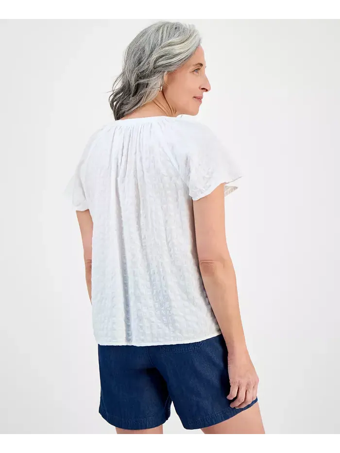 Миниатюрный топ с рукавами-крылышками и узором Paisley Bloom Style & Co — изображение 4 из 4, яркий белый