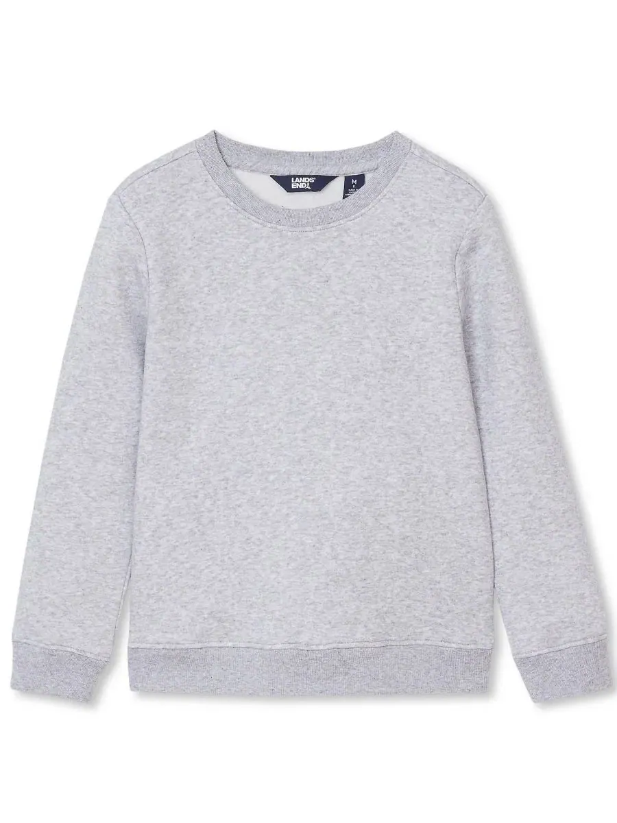 Свитшот из футера с длинным рукавом Kids Husky Relaxed Fit Fleece Crewneck Lands' End — изображение 1 из 3, серый