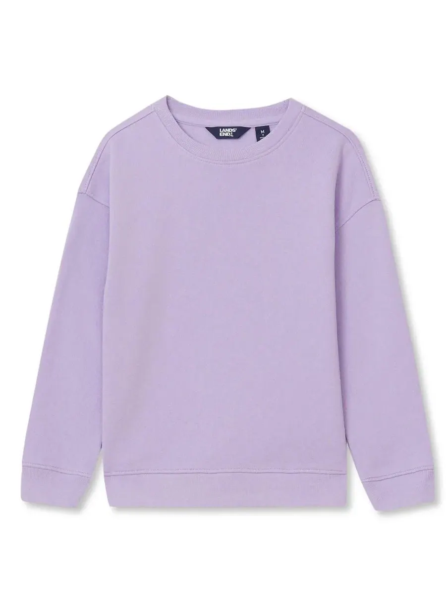 Свитшот из футера с длинным рукавом Husky Relaxed Fit Fleece Crewneck Lands' End — изображение 1 из 3, сиреневый