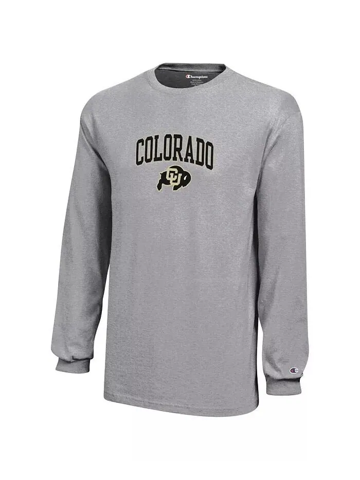 Серая трикотажная футболка с длинными рукавами и логотипом Big Boys Colorado Buffaloes Champion — изображение 3 из 3, серый
