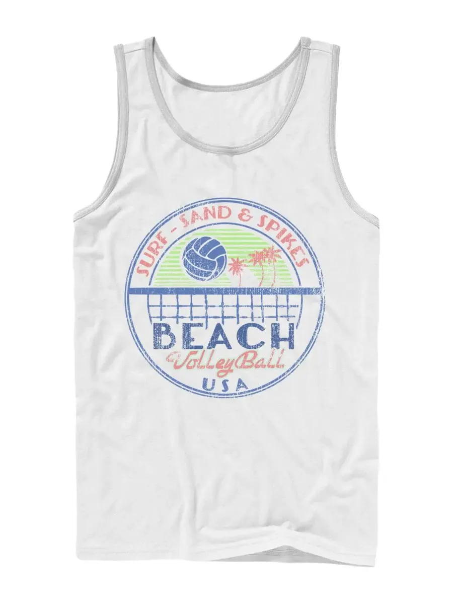 Мужская майка-борцовка с принтом Jupiter Sand and Sea Beach California USA Retro Graphic Tank Top — изображение 1 из 3, белый