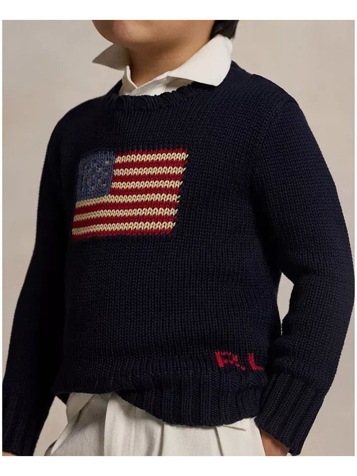 Свитер The Iconic Flag для малышей и мальчиков Polo Ralph Lauren — изображение 3 из 6, темно-синий