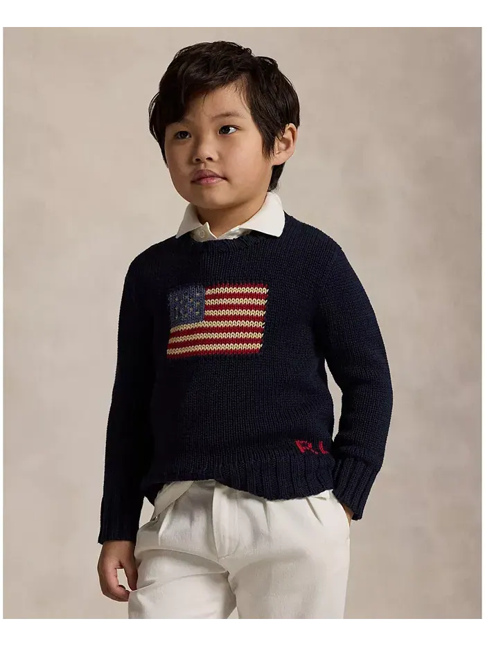 Свитер The Iconic Flag для малышей и мальчиков Polo Ralph Lauren — изображение 5 из 6, темно-синий