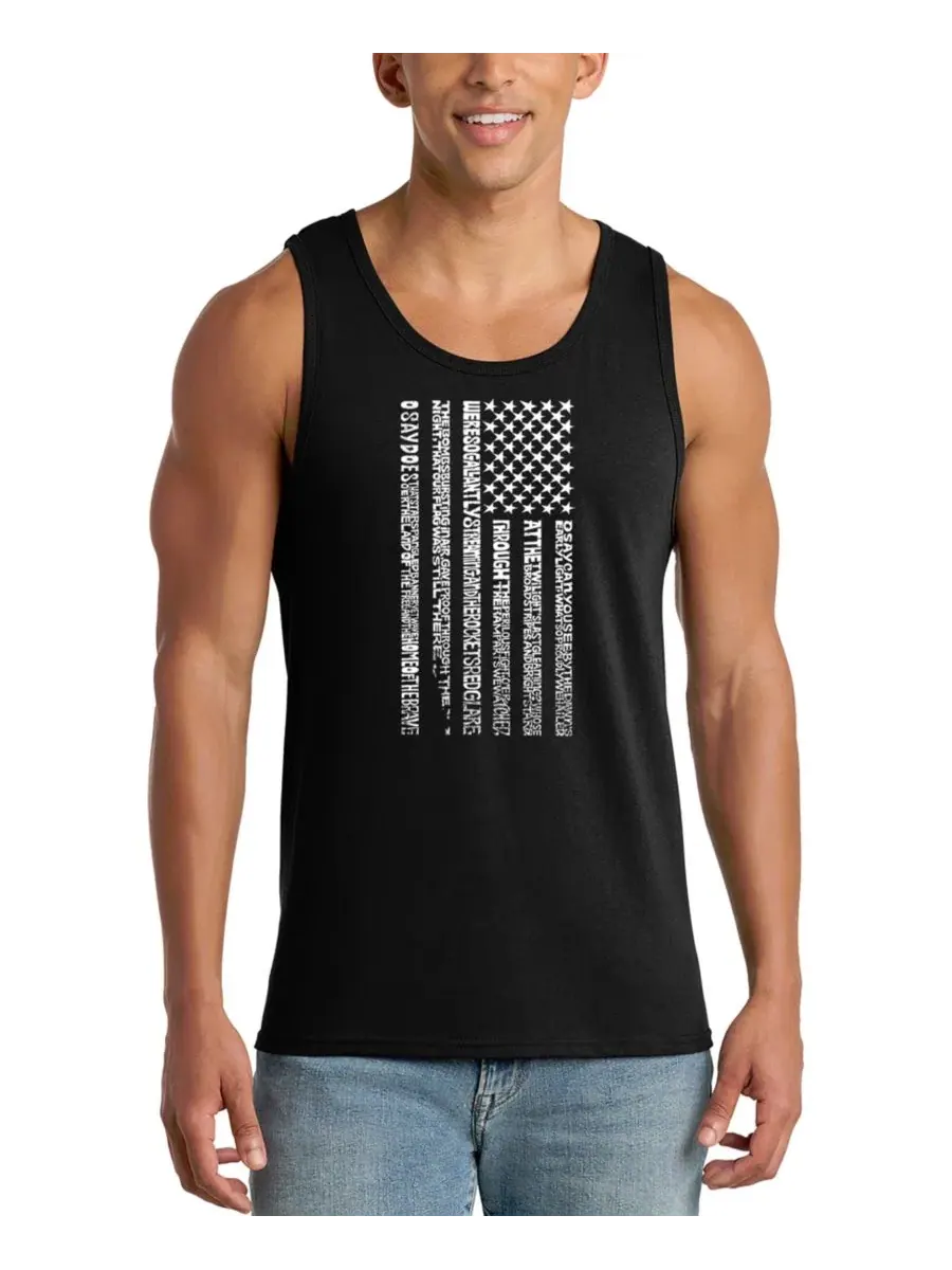 Мужская майка с принтом American Flag LA Pop Art — изображение 1 из 4, черный