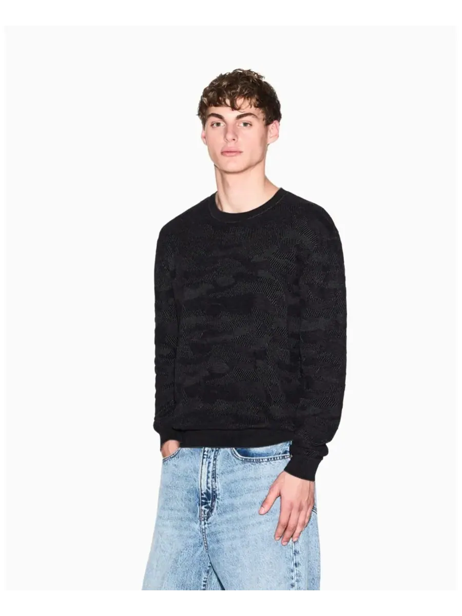 A|X Armani Exchange Мужской жаккардовый камуфляжный свитер из мерсеризованного хлопка