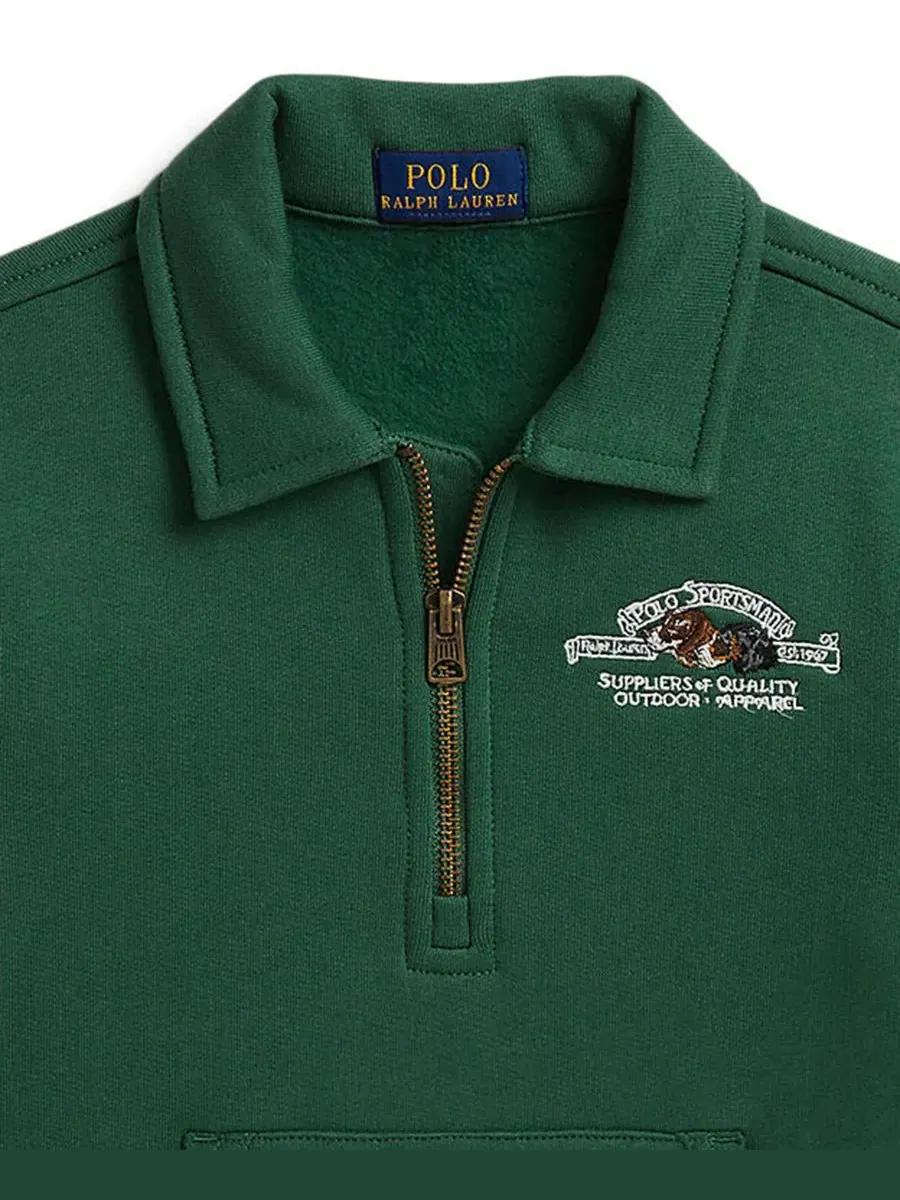 Свитшот с полузамком из флиса Polo Sportsman Polo Ralph Lauren — изображение 3 из 3, зеленый