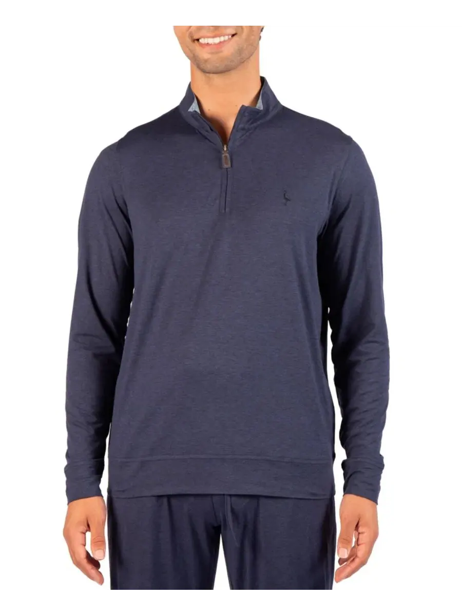 Свитер с четвертью-молнией Brushed Melange Quarter Zip Tailorbyrd — изображение 1 из 4, темно-синий