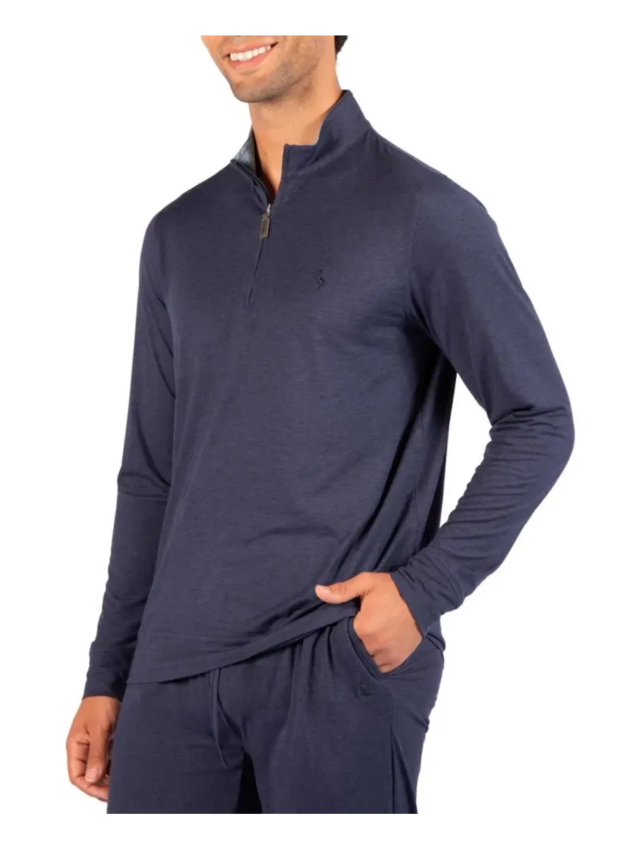 Свитер с четвертью-молнией Brushed Melange Quarter Zip Tailorbyrd — изображение 3 из 4, темно-синий