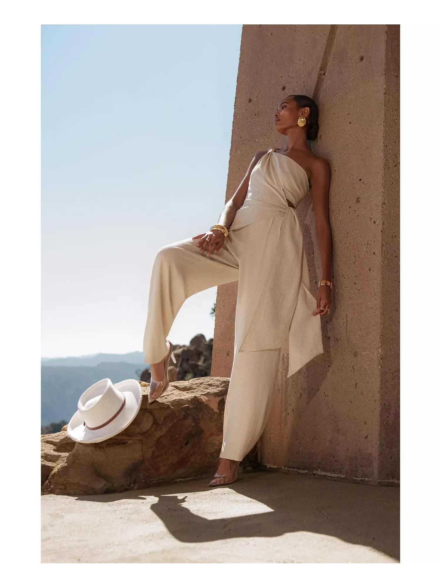 Топ Jluxlabel Palmera One Shoulder — изображение 4 из 8, бежевый