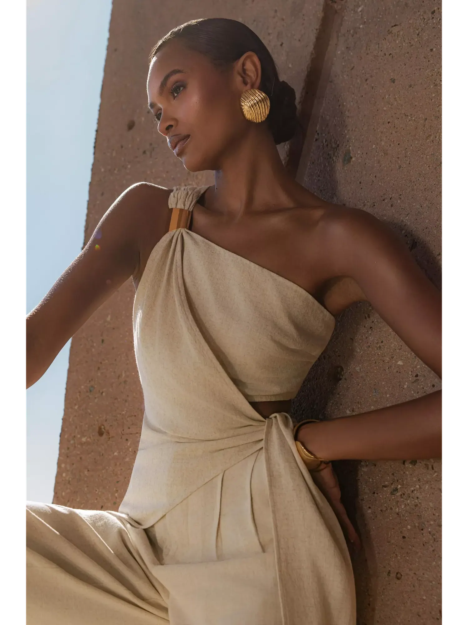 Топ Jluxlabel Palmera One Shoulder — изображение 5 из 8, бежевый
