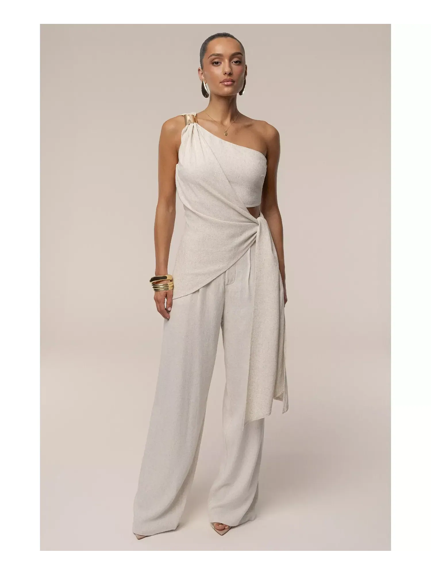 Топ Jluxlabel Palmera One Shoulder — изображение 7 из 8, бежевый