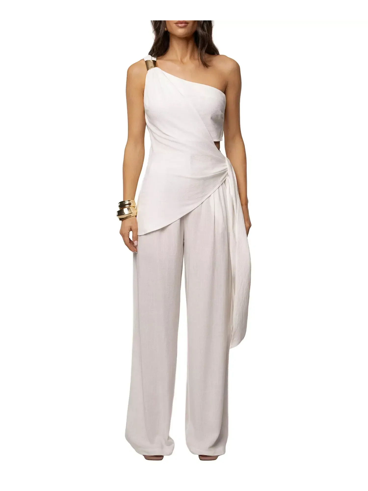 Топ Jluxlabel Palmera One Shoulder — изображение 4 из 9, белый