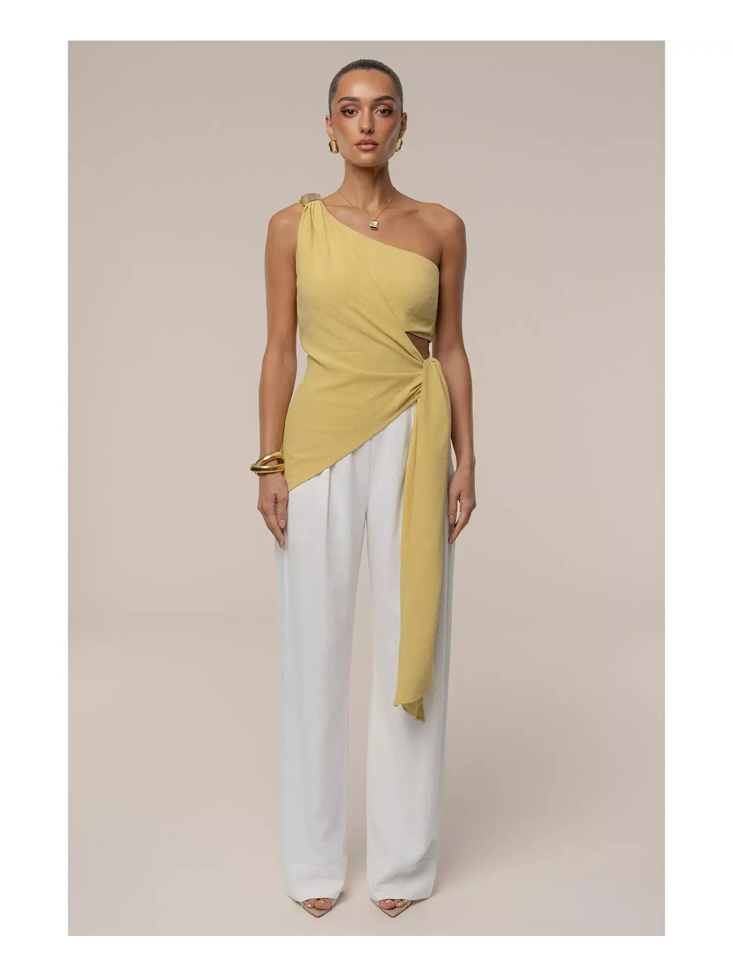Топ Jluxlabel Palmera One Shoulder — изображение 3 из 8, желтый