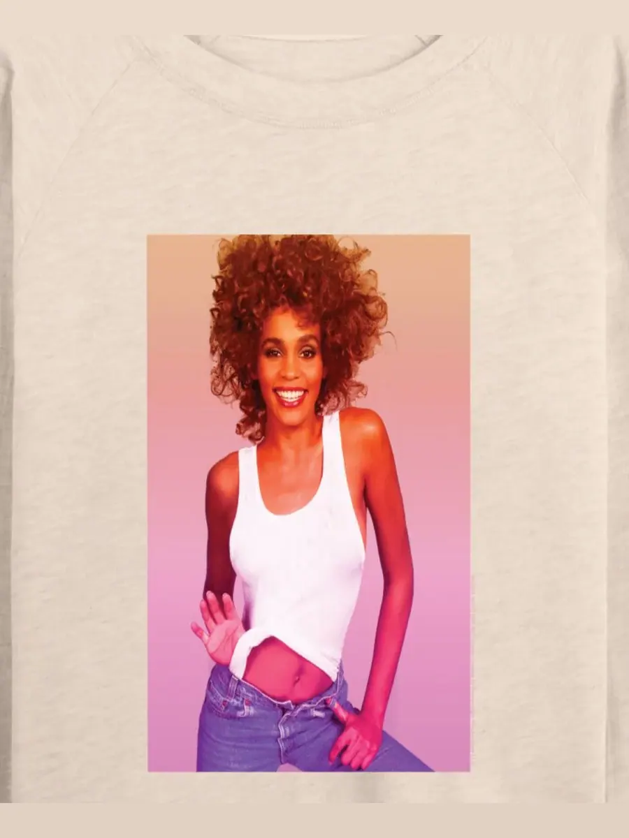 Женская футболка с длинными рукавами Beautiful Radient Whitney Houston из французской махровой — изображение 2 из 3