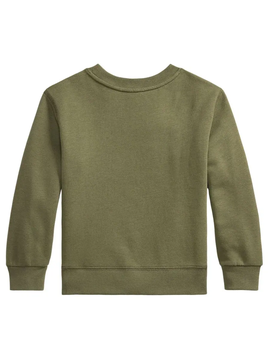 Детский свитшот из флиса с Polo Bear Polo Ralph Lauren — изображение 2 из 3, оливковый