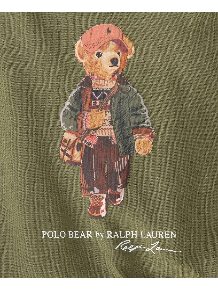 Детский свитшот из флиса с Polo Bear Polo Ralph Lauren — изображение 3 из 3, оливковый