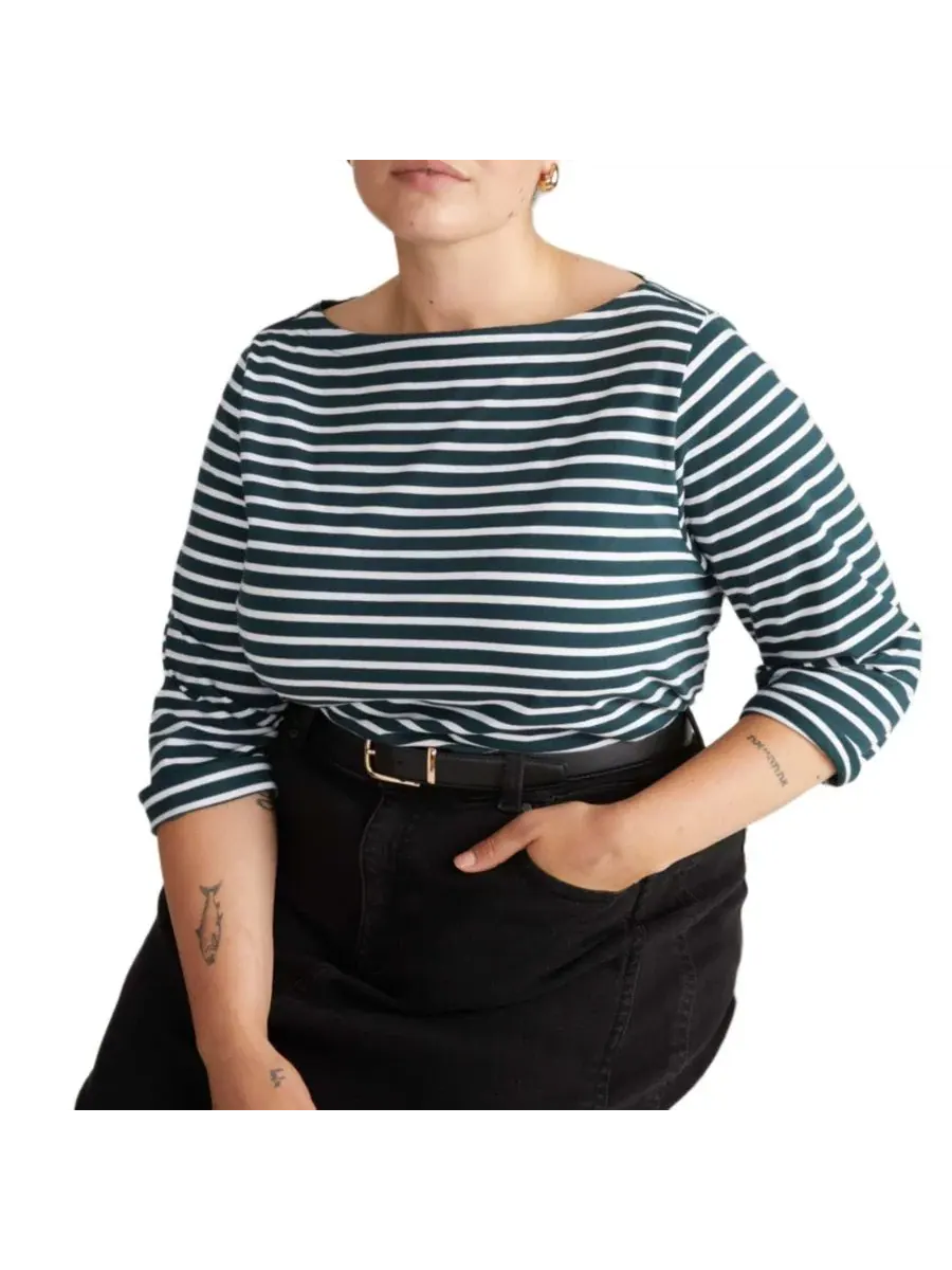 Футболка с длинным рукавом Belle Breton Stripe Jersey Tee Universal Standard — изображение 1 из 3, глубокий/белый